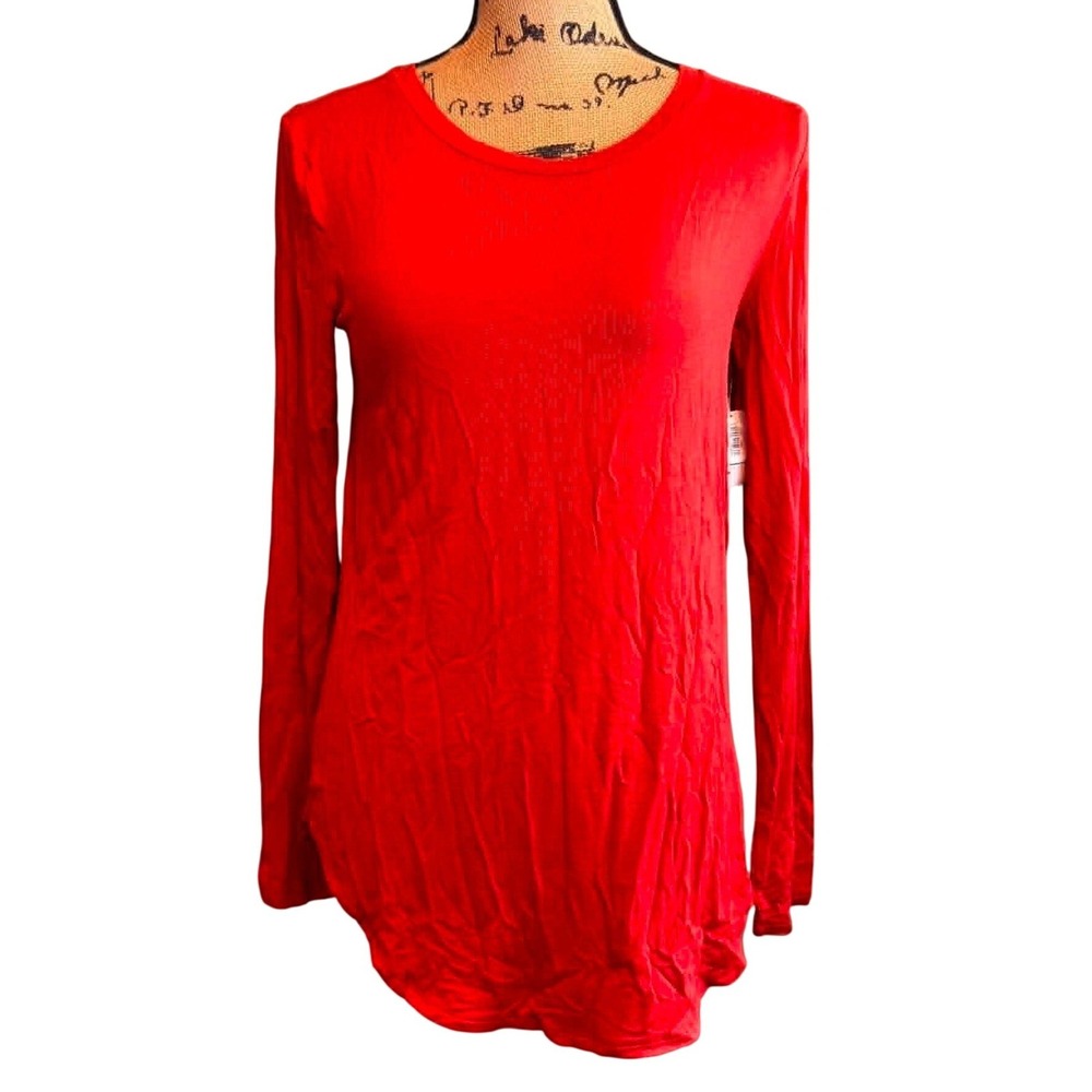 NWT Old Navy Womens Casual Basic Comfy Eco Friendly Long Sleeve Top Red Medium